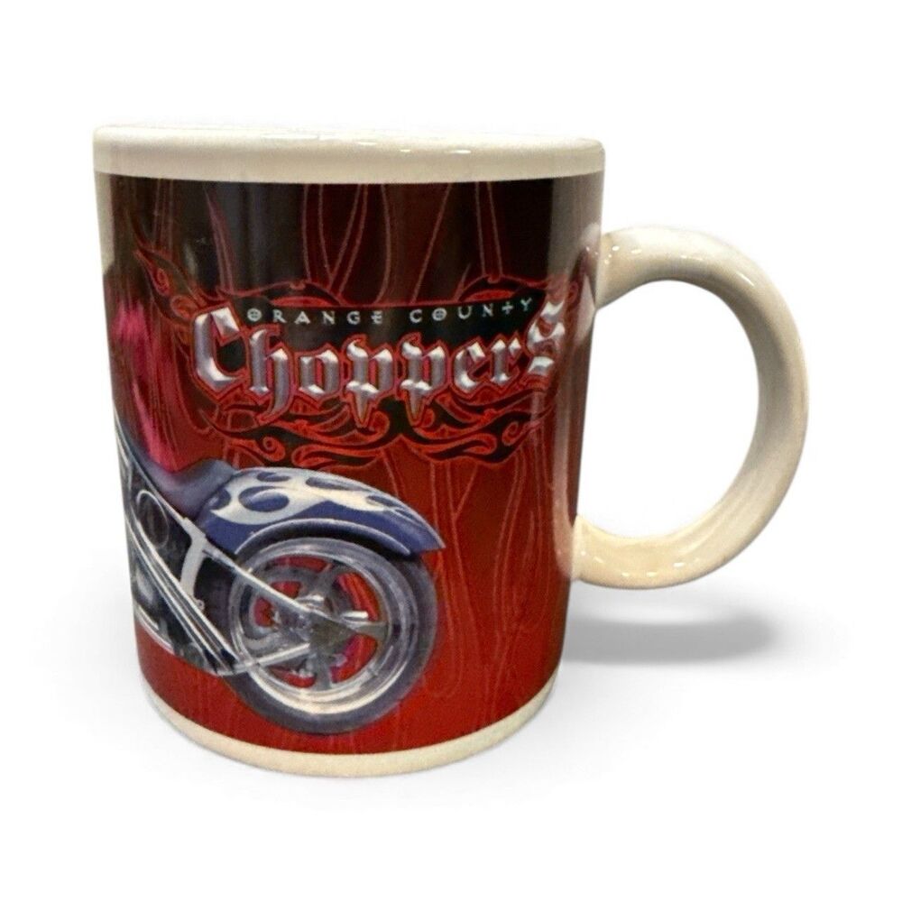 VTG 2004 Cup Mug Coffee Tea Orange County Choppers Motorcycles Flames Ceramic